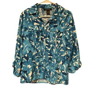 Brandon Thomas Floral Top Size Medium Blue & White